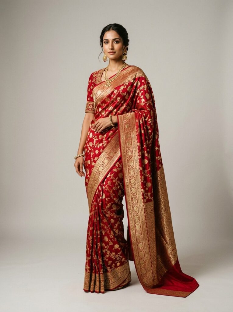 Varanasi Pure Crimson Katan Silk Banarasi Saree