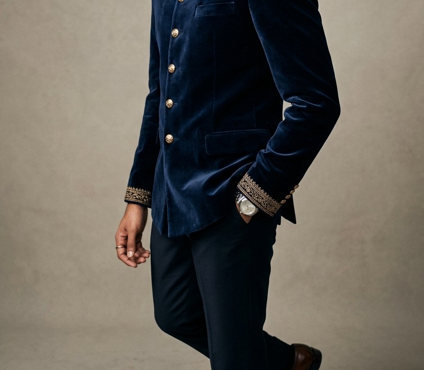 Classic Midnight Blue Jodhpuri Tailored Trousers Set