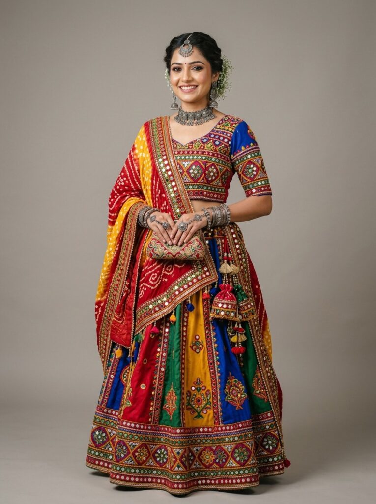 Traditional Gujarati Mirror Work Ghagra Choli